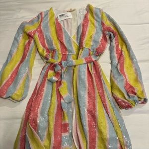 Patel striped sequined dress